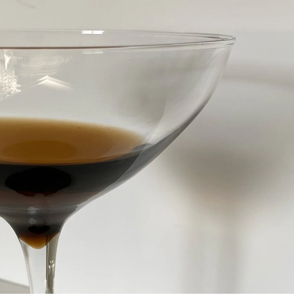 Pier 1 Martini Glasses Elemental Handblown Brown Amber Set of 2 Expresso EUC